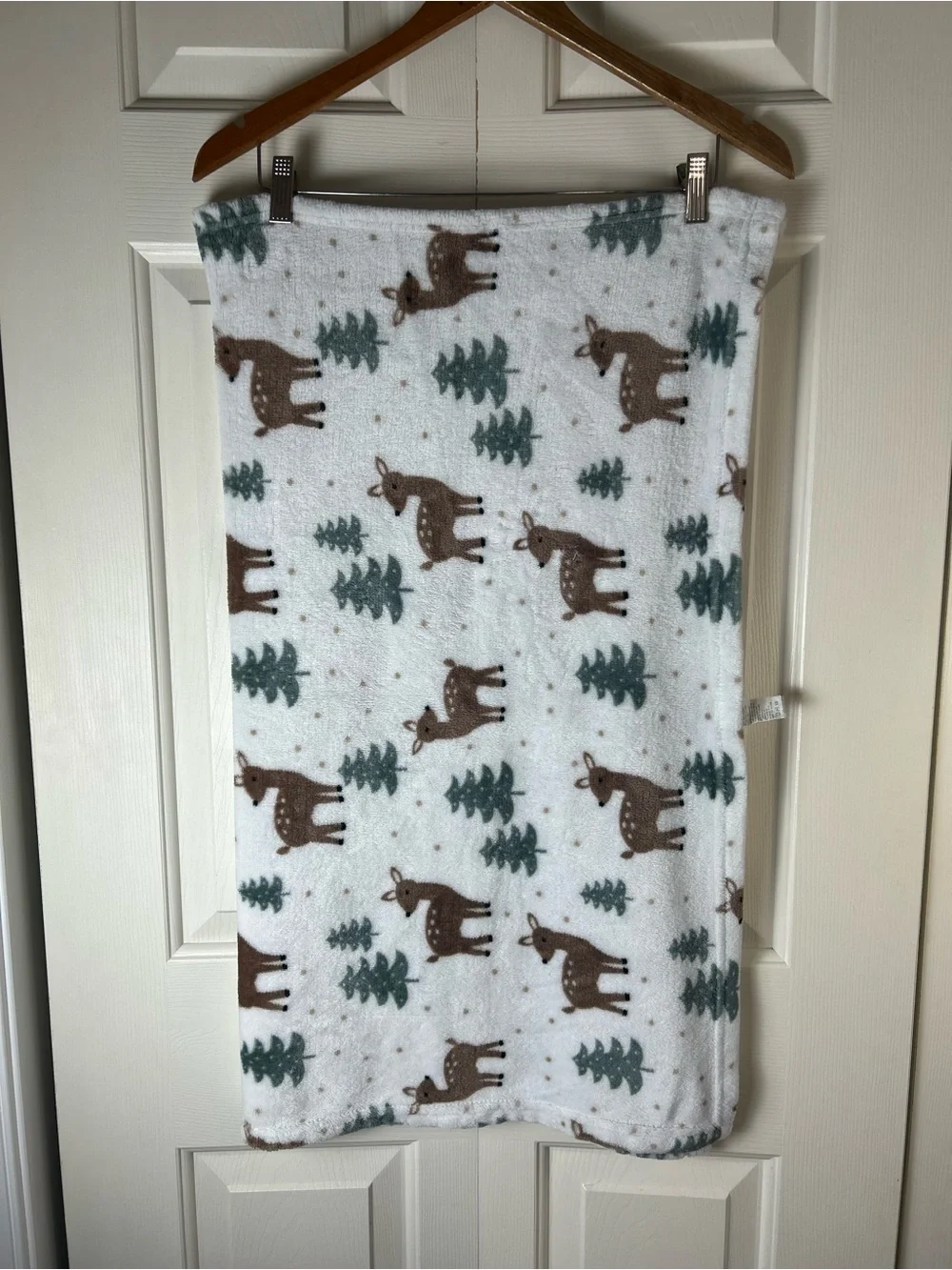 Parent's Choice Deer Tree Baby Blanket Fawn White Brown Green Polka Dots